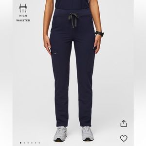 Figs - High waisted Yola skinny scrub pants in navy blue